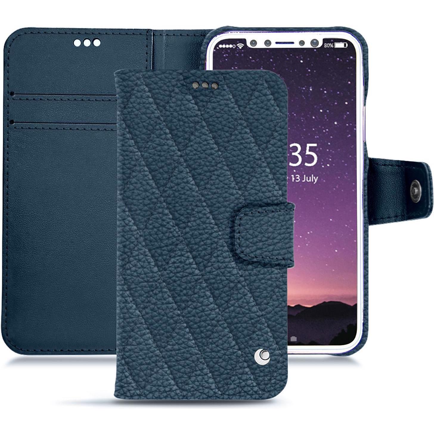 Thumbnail - Noreve Lederschutzhülle Wallet (Apple iPhone XS), Smartphone Hülle, Blau