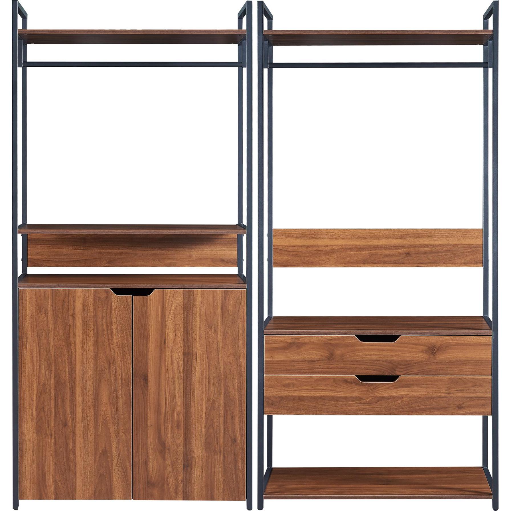 En.Casa, Kleiderständer + Kleiderstange, Garderobenständer 2er Set Larem 1 Schrank 2 Schubladen