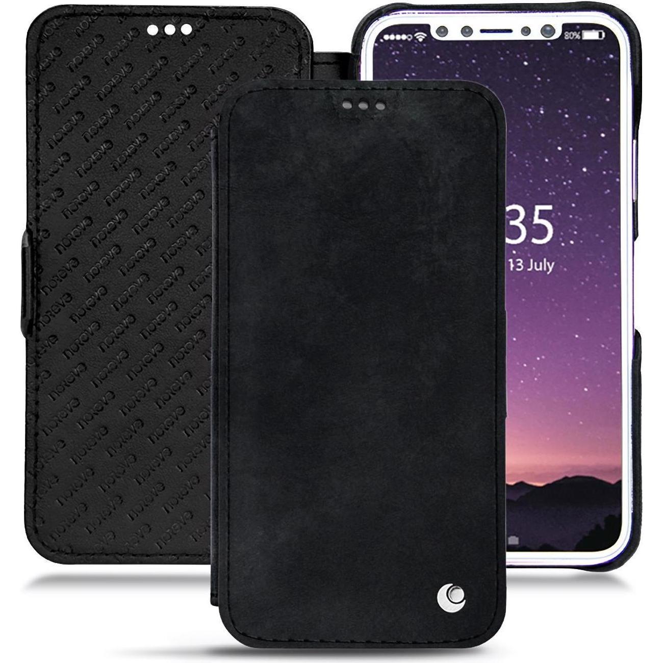 Noreve Lederschutzhülle horizontal (Apple iPhone XS), Smartphone Hülle, Schwarz