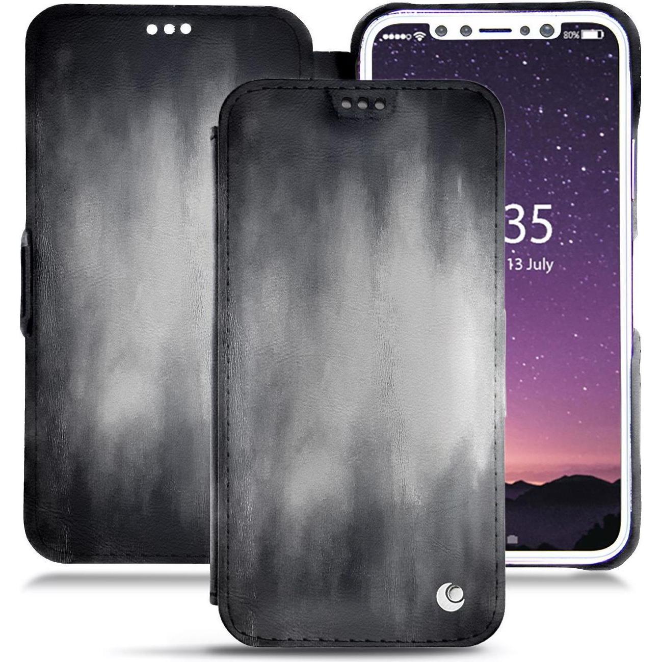 Thumbnail - Noreve Lederschutzhülle horizontal (Apple iPhone XS), Smartphone Hülle, Grau