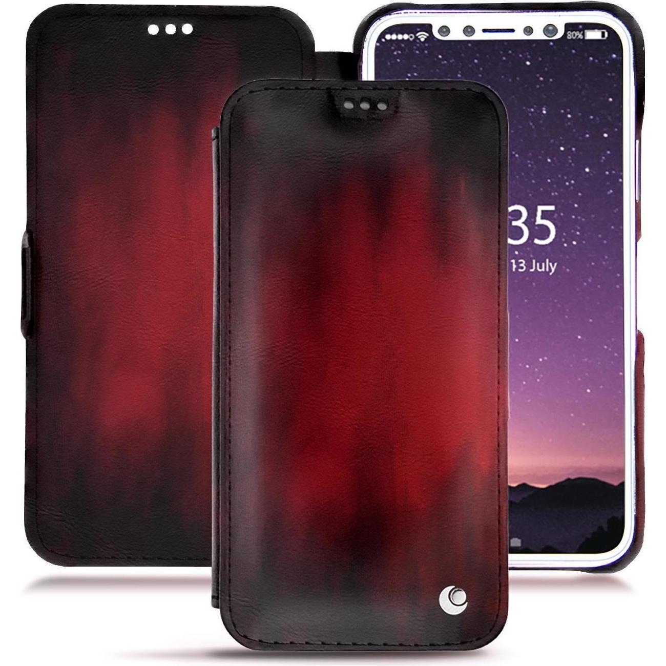 Thumbnail - Noreve Lederschutzhülle horizontal (Apple iPhone XS), Smartphone Hülle, Rot