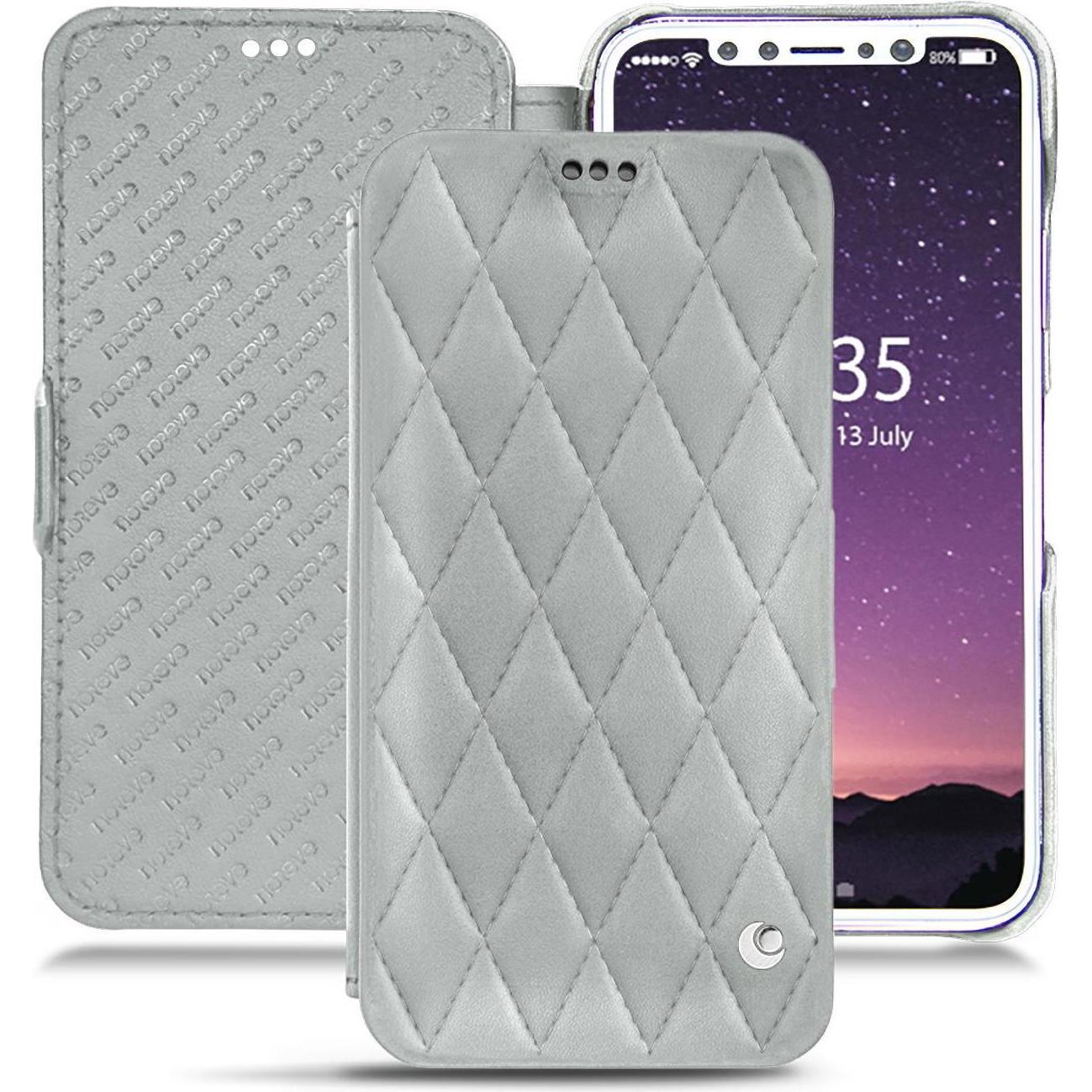 Thumbnail - Noreve Lederschutzhülle horizontal (Apple iPhone XS), Smartphone Hülle, Grau