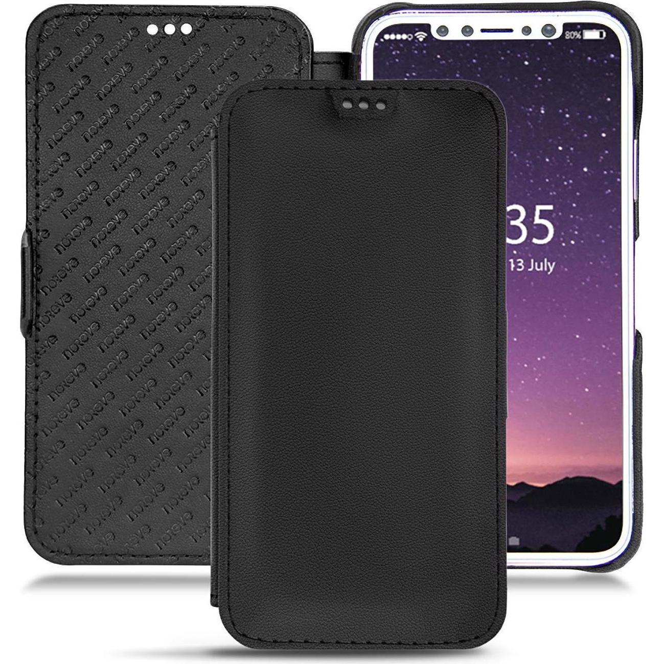 Noreve Lederschutzhülle horizontal (Apple iPhone XS), Smartphone Hülle, Schwarz