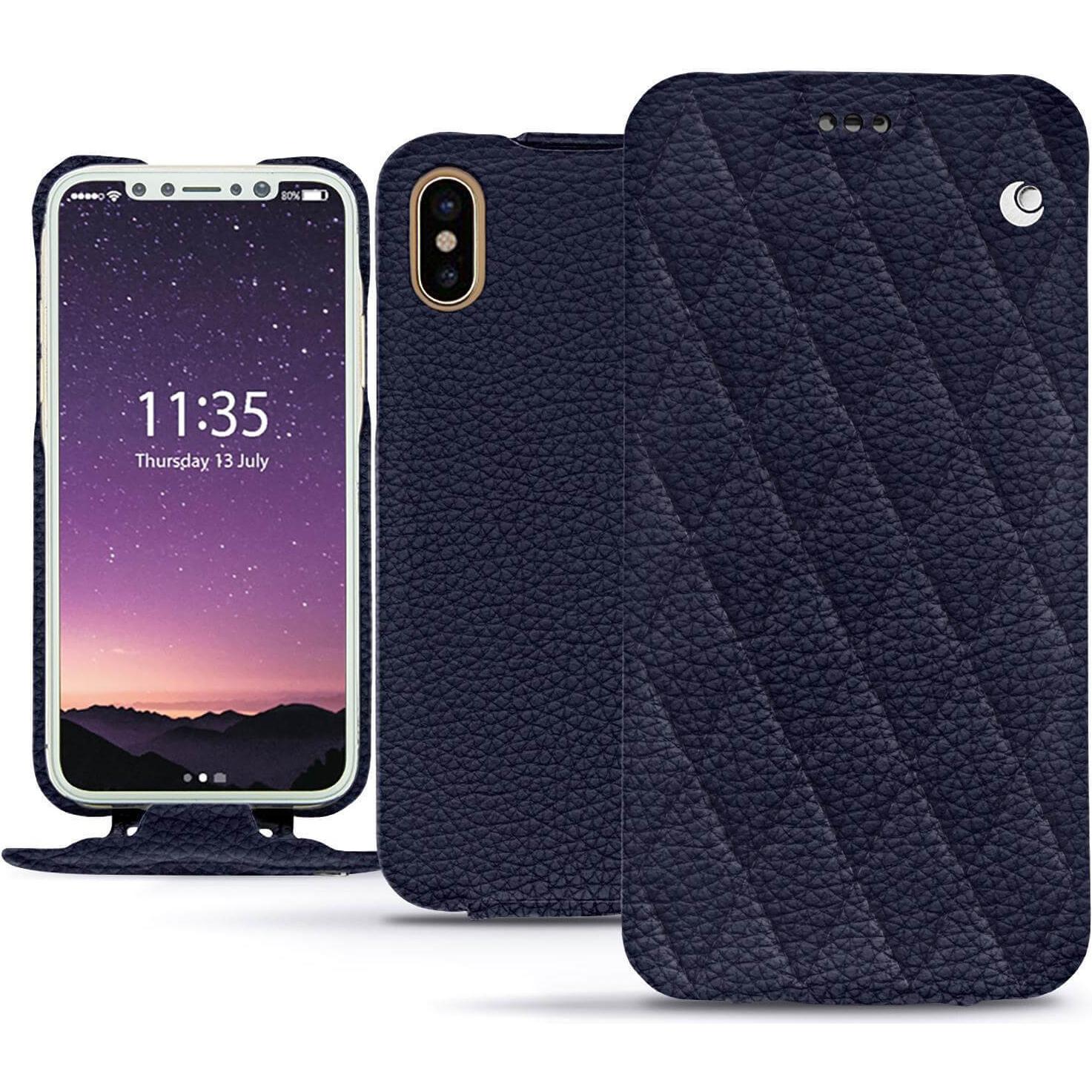 Noreve Lederschutzhülle vertikal (Apple iPhone XS), Smartphone Hülle, Violett