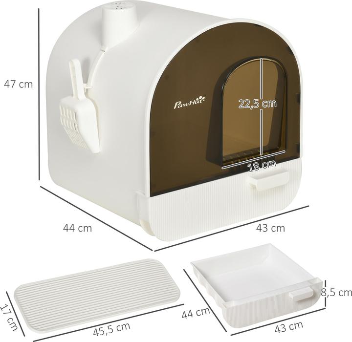 Image du produit PawHut Bac à litière avec filtre (Bac à litière fermé)