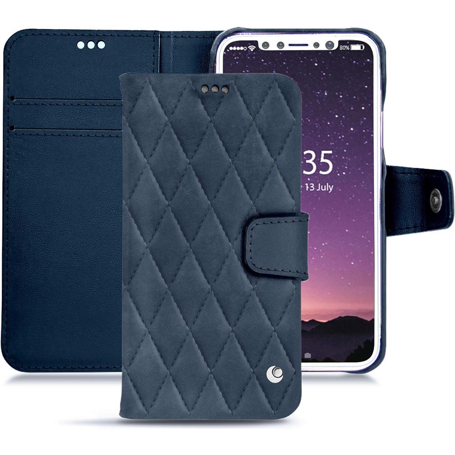 Thumbnail - Noreve Lederschutzhülle Wallet (Apple iPhone XS), Smartphone Hülle, Blau