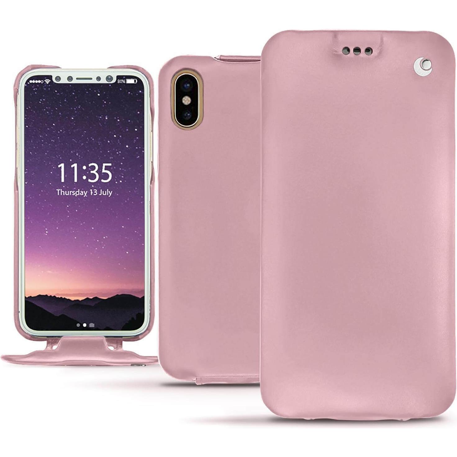 Noreve Lederschutzhülle vertikal (Apple iPhone XS), Smartphone Hülle, Rosa