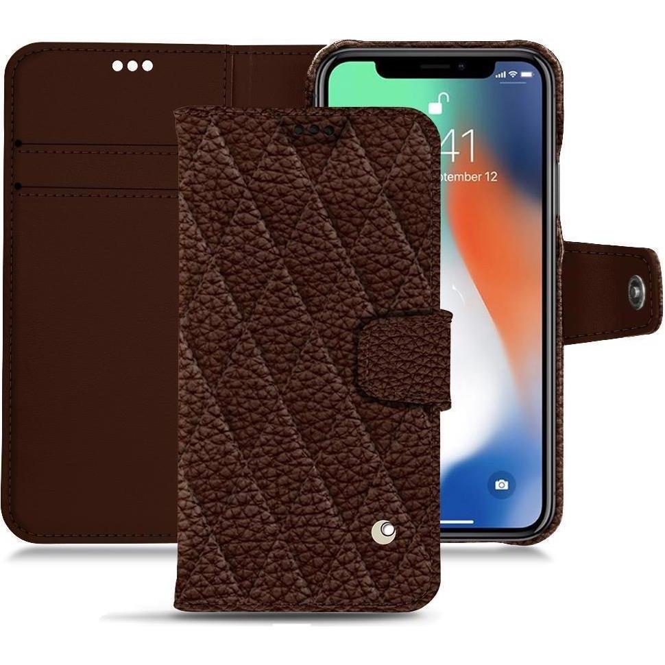 Noreve Lederschutzhülle Wallet (Apple iPhone XR), Smartphone Hülle, Braun
