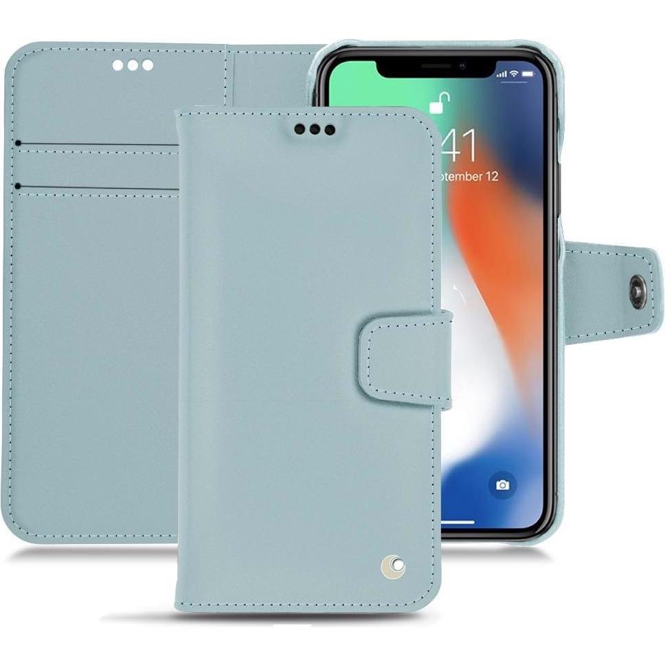 Noreve Lederschutzhülle Wallet (Apple iPhone XR), Smartphone Hülle, Blau