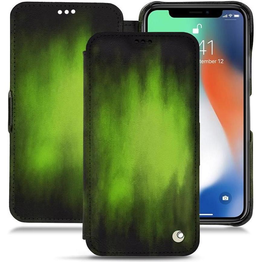 Noreve Lederschutzhülle horizontal (Apple iPhone XR), Smartphone Hülle, Grün