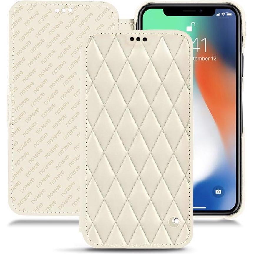 Noreve Lederschutzhülle horizontal (Apple iPhone XR), Smartphone Hülle, Weiss