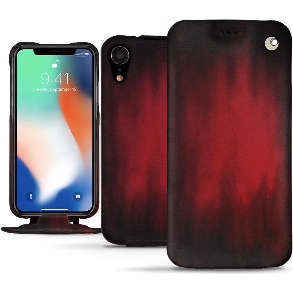 Noreve Lederschutzhülle vertikal (Apple iPhone XR), Smartphone Hülle, Rot