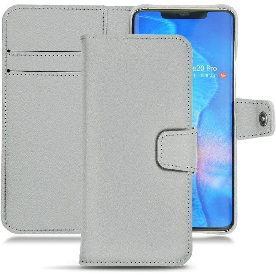 Noreve Lederschutzhülle Wallet (Huawei Mate 20 Pro), Smartphone Hülle, Grau