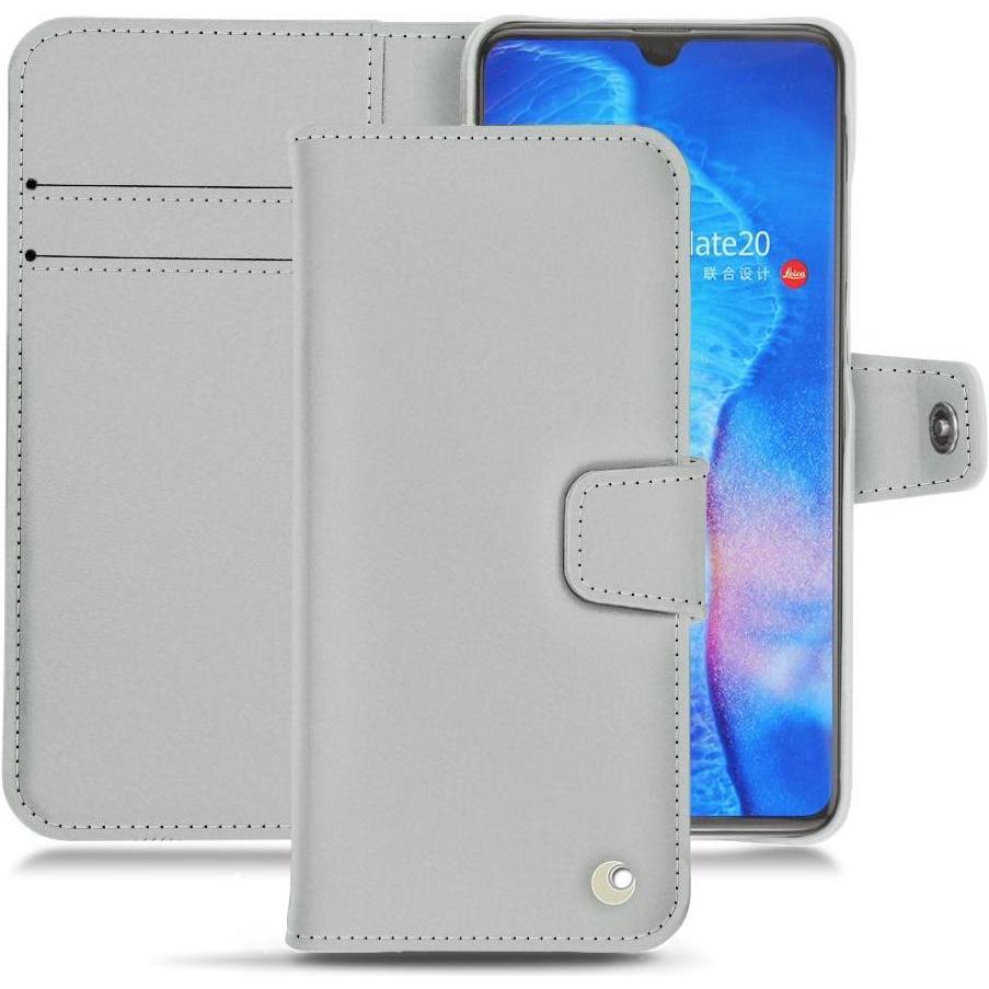 Noreve Lederschutzhülle Wallet (Huawei Mate 20), Smartphone Hülle, Grau