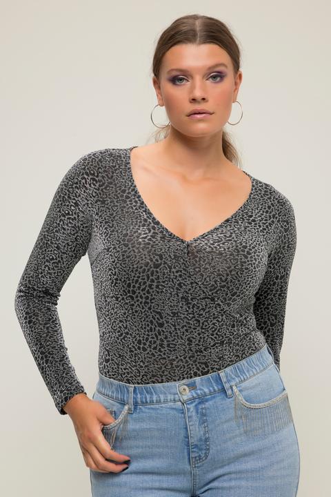Immagine prodotto Studio Untold Body dal taglio aderente con glitter, design leopardato, scollo a V e maniche lunghe (50)