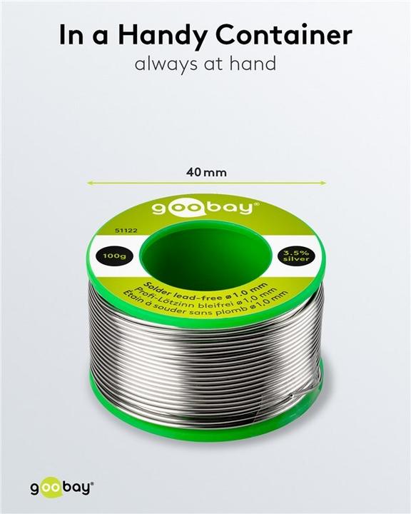 Immagine prodotto Goobay Saldatura professionale senza piombo, ø 1,0 mm, 100 g (Saldatura)