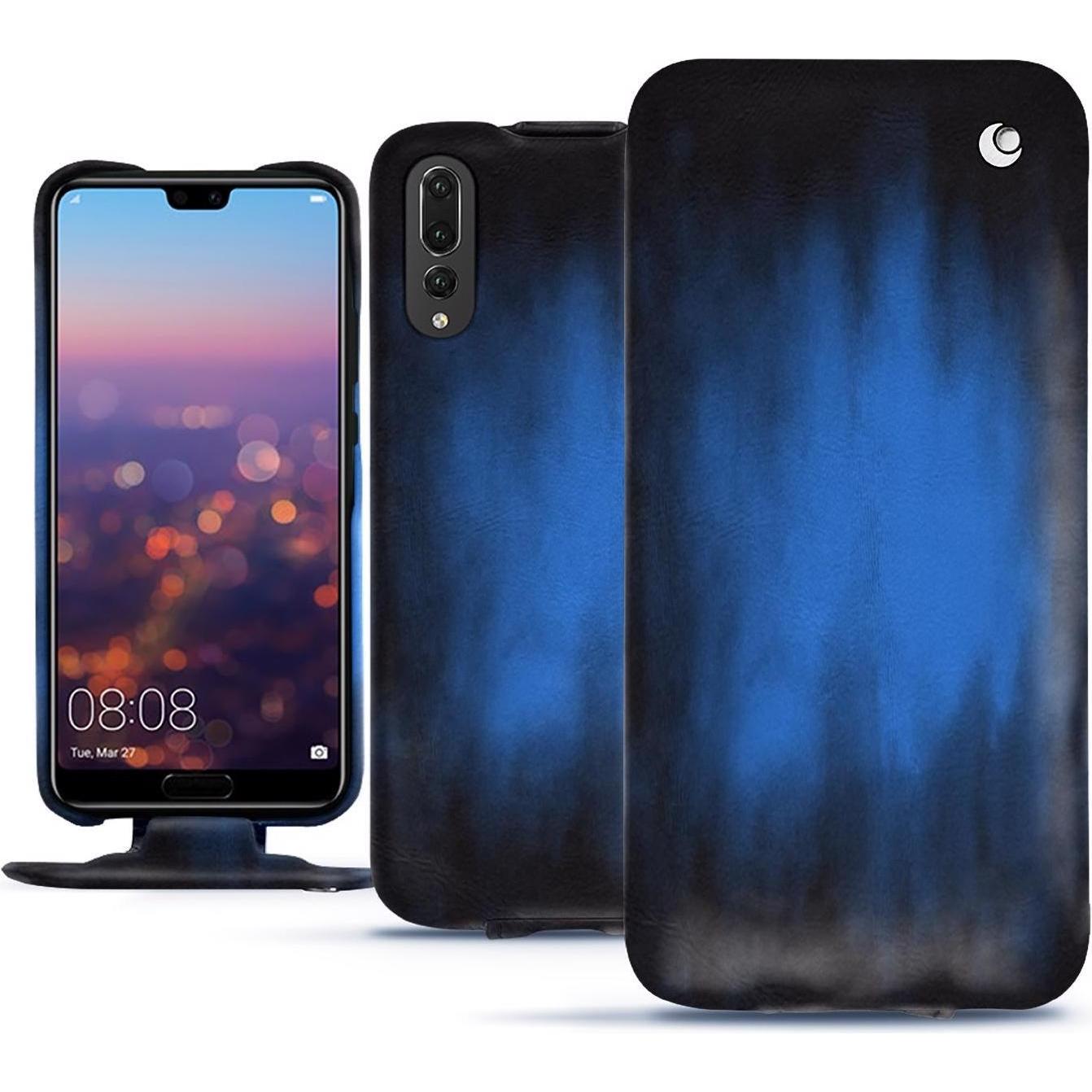Noreve Lederschutzhülle vertikal (Huawei P20 Pro), Smartphone Hülle, Blau