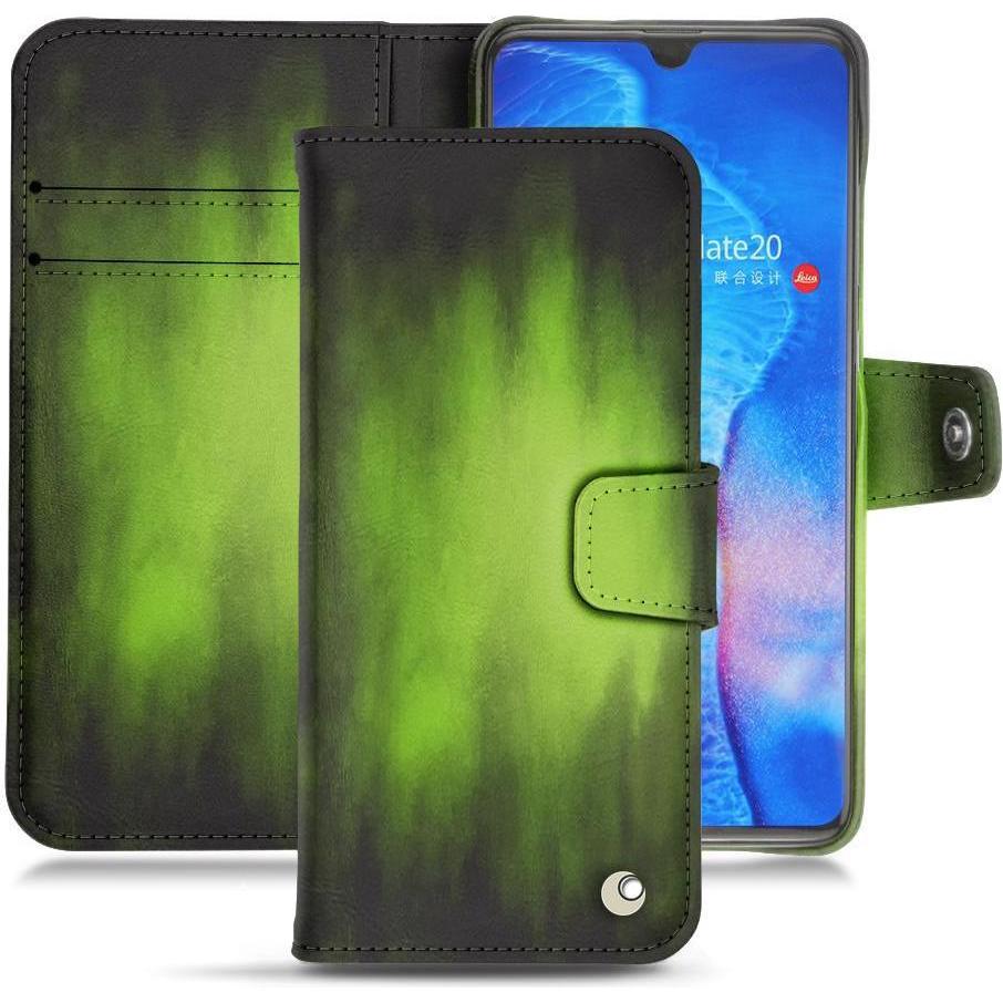 Noreve Lederschutzhülle Wallet (Huawei Mate 20), Smartphone Hülle, Grün