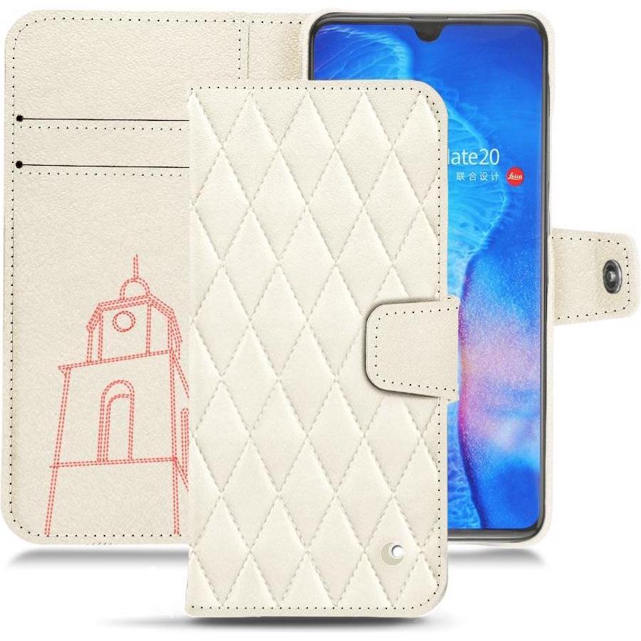Noreve Lederschutzhülle Wallet (Huawei Mate 20), Smartphone Hülle, Weiss