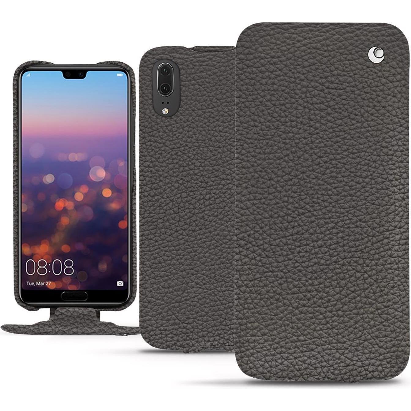 Noreve Lederschutzhülle vertikal (Huawei P20), Smartphone Hülle, Grau