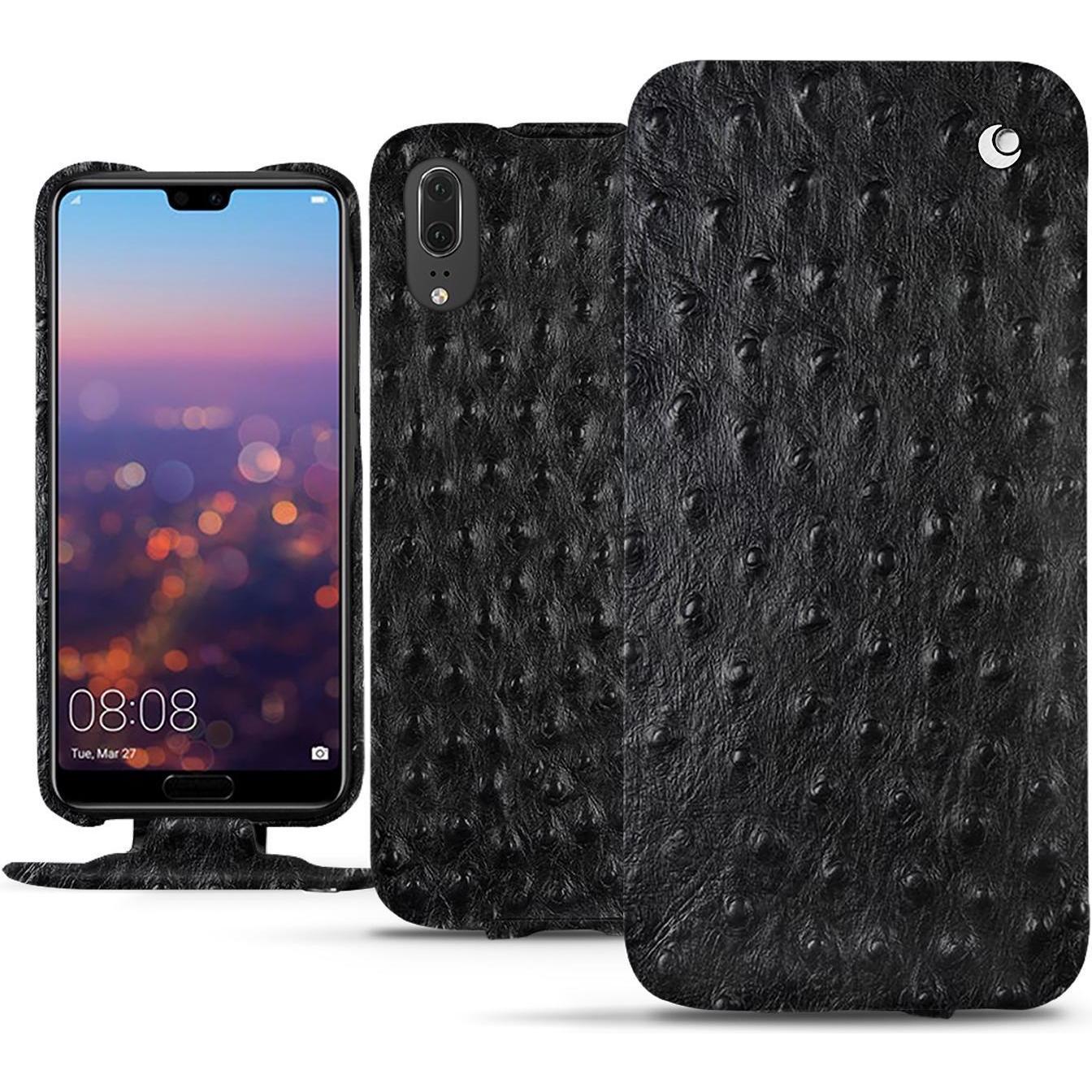 Noreve Lederschutzhülle vertikal (Huawei P20), Smartphone Hülle, Schwarz