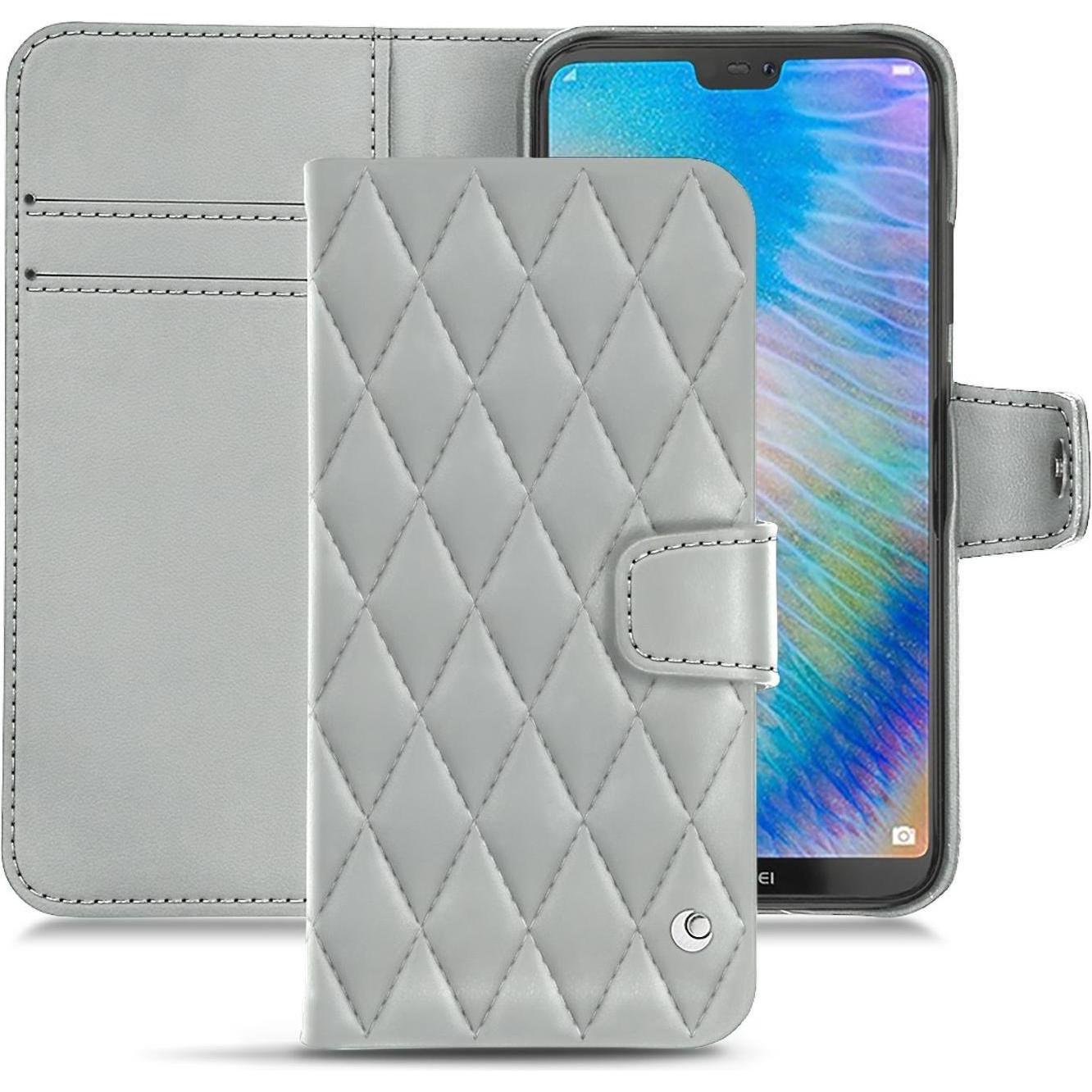 Noreve Lederschutzhülle Wallet (Huawei P20 Lite), Smartphone Hülle, Grau
