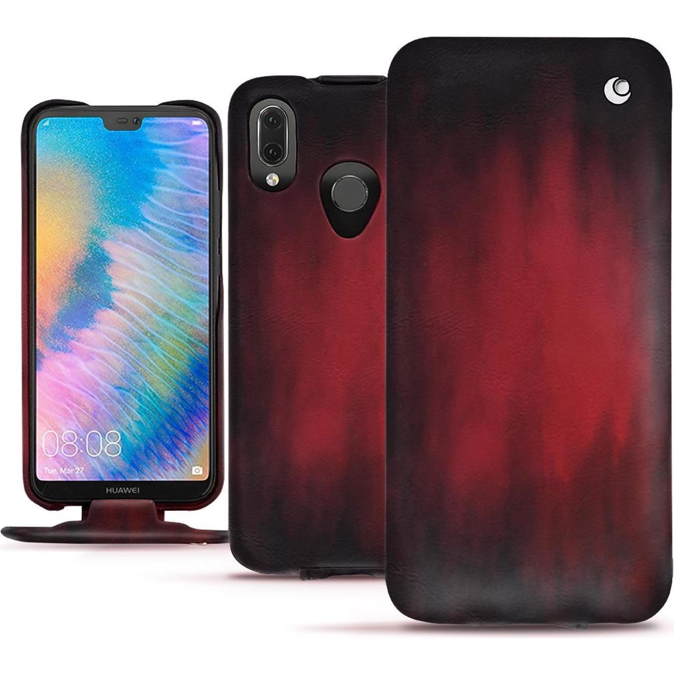 Noreve Lederschutzhülle vertikal (Huawei P20 Lite), Smartphone Hülle, Rot