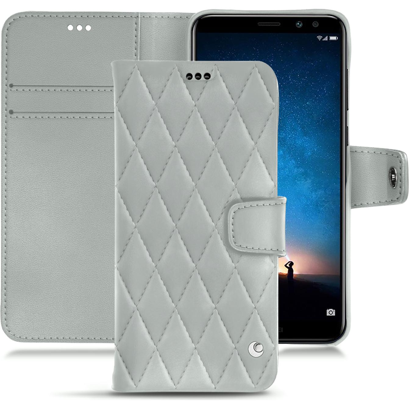 Noreve Lederschutzhülle Wallet (Huawei Mate 10 Lite), Smartphone Hülle, Grau