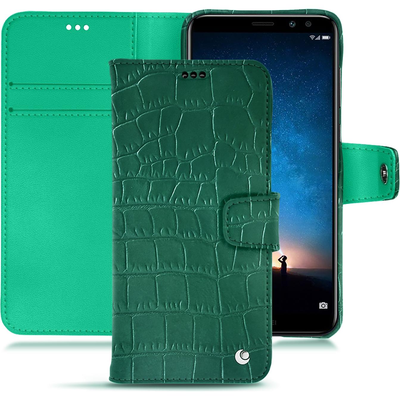 Noreve Lederschutzhülle Wallet (Huawei Mate 10 Lite), Smartphone Hülle, Grün
