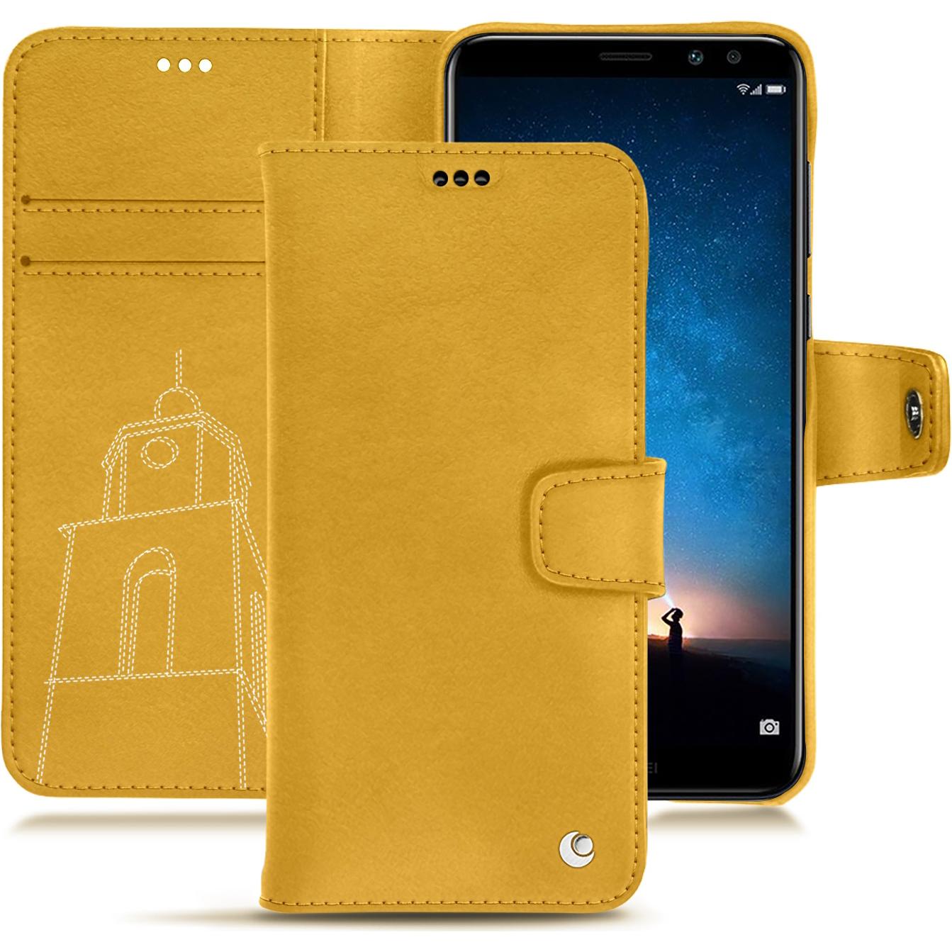 Noreve Lederschutzhülle Wallet (Huawei Mate 10 Lite), Smartphone Hülle, Gelb
