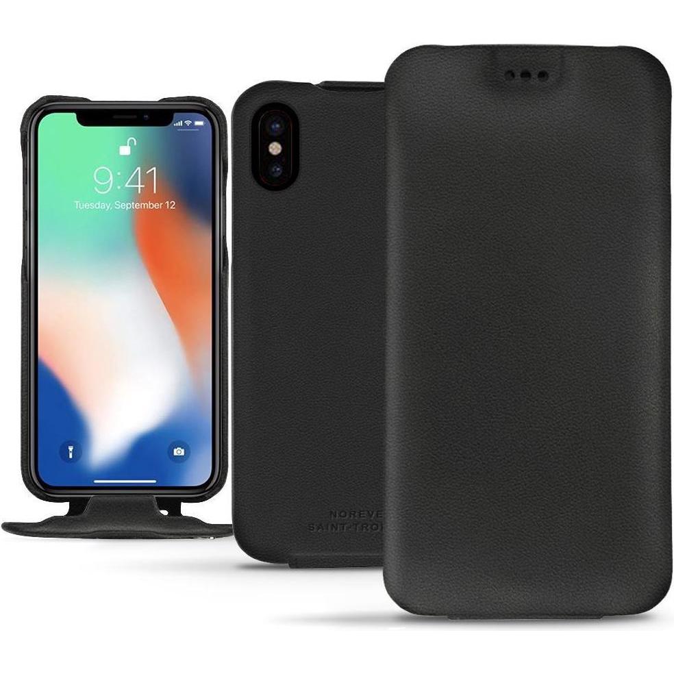 Noreve Lederschutzhülle vertikal (Apple iPhone XS Max), Smartphone Hülle, Schwarz