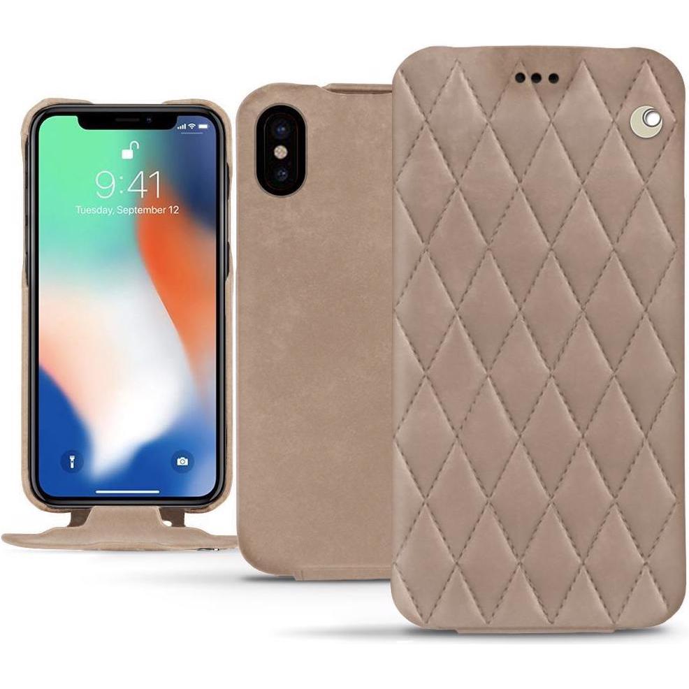 Noreve Lederschutzhülle vertikal (Apple iPhone XS Max), Smartphone Hülle, Beige