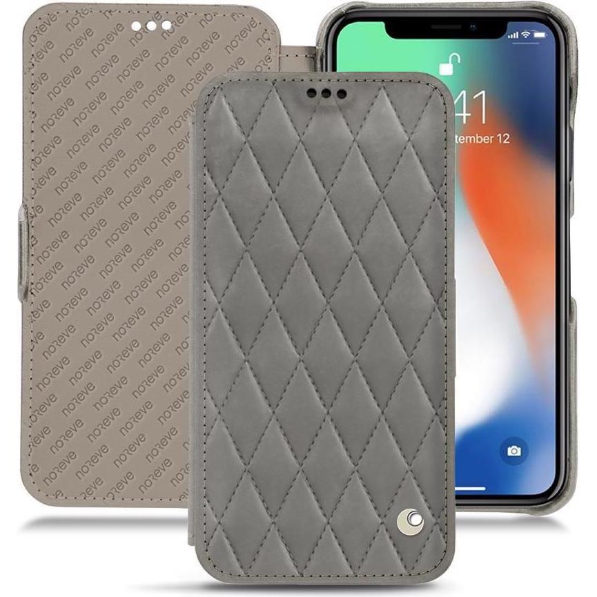 Noreve Lederschutzhülle horizontal (Apple iPhone XS Max), Smartphone Hülle, Grau