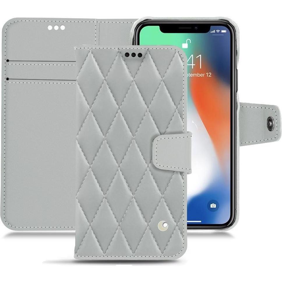 Noreve Lederschutzhülle Wallet (Apple iPhone XR), Smartphone Hülle, Grau