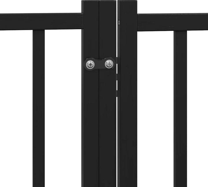 Actual product image vidaXL Hundetor Tür Faltbar Hundegitter Schutzgitter Schwarz 4-tlg. Massivholz