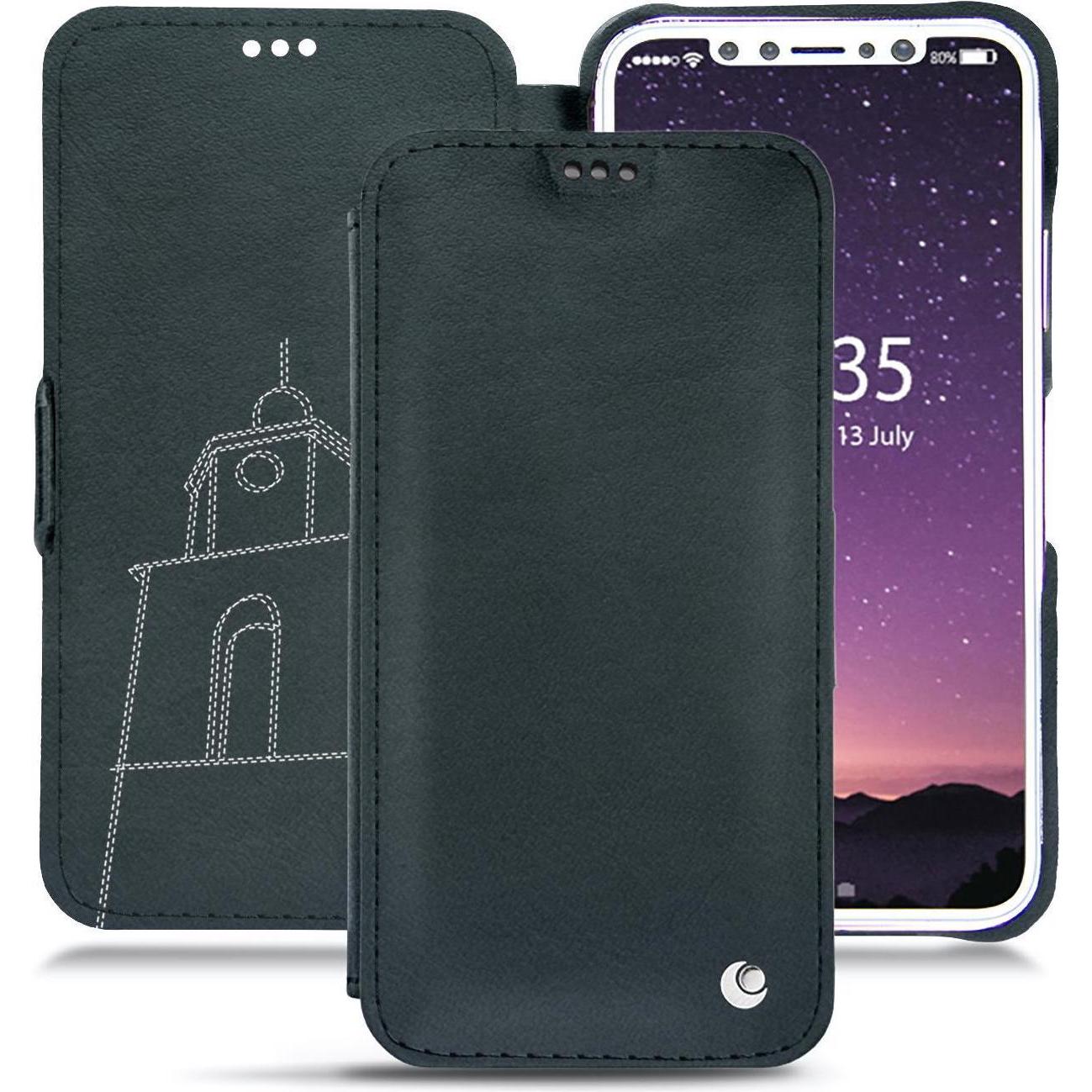 Noreve Lederschutzhülle horizontal (Apple iPhone XS), Smartphone Hülle, Blau
