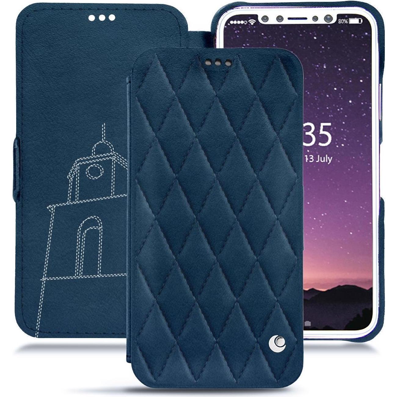 Noreve Lederschutzhülle horizontal (Apple iPhone XS), Smartphone Hülle, Blau
