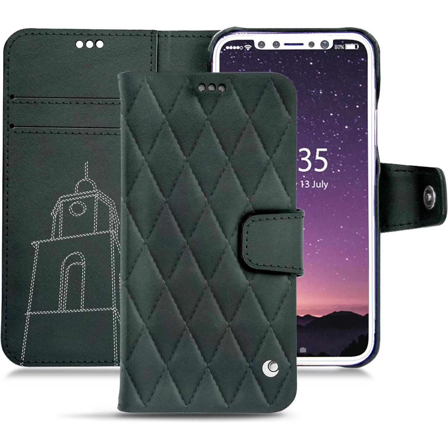 Noreve Lederschutzhülle Wallet (Apple iPhone XS), Smartphone Hülle, Blau