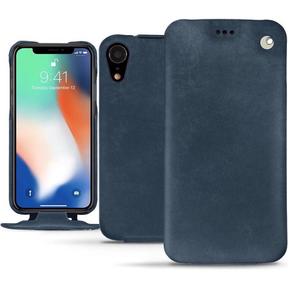 Noreve Lederschutzhülle vertikal (Apple iPhone XR), Smartphone Hülle, Blau