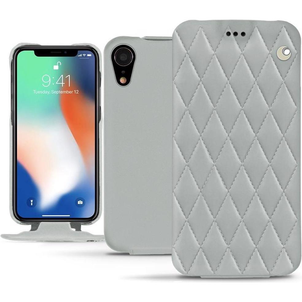 Noreve Lederschutzhülle vertikal (Apple iPhone XR), Smartphone Hülle, Grau