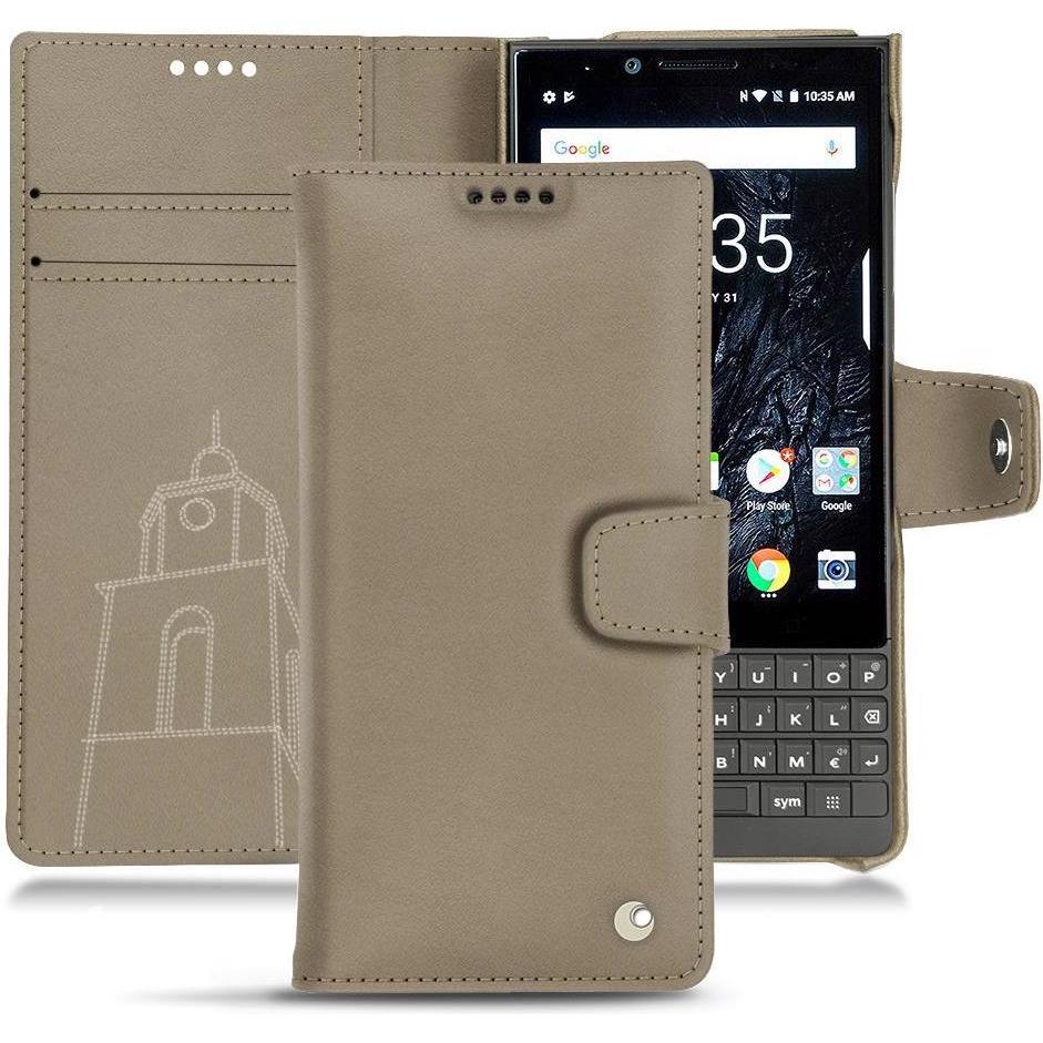 Noreve Lederschutzhülle Wallet (Blackberry KEY2), Smartphone Hülle, Beige