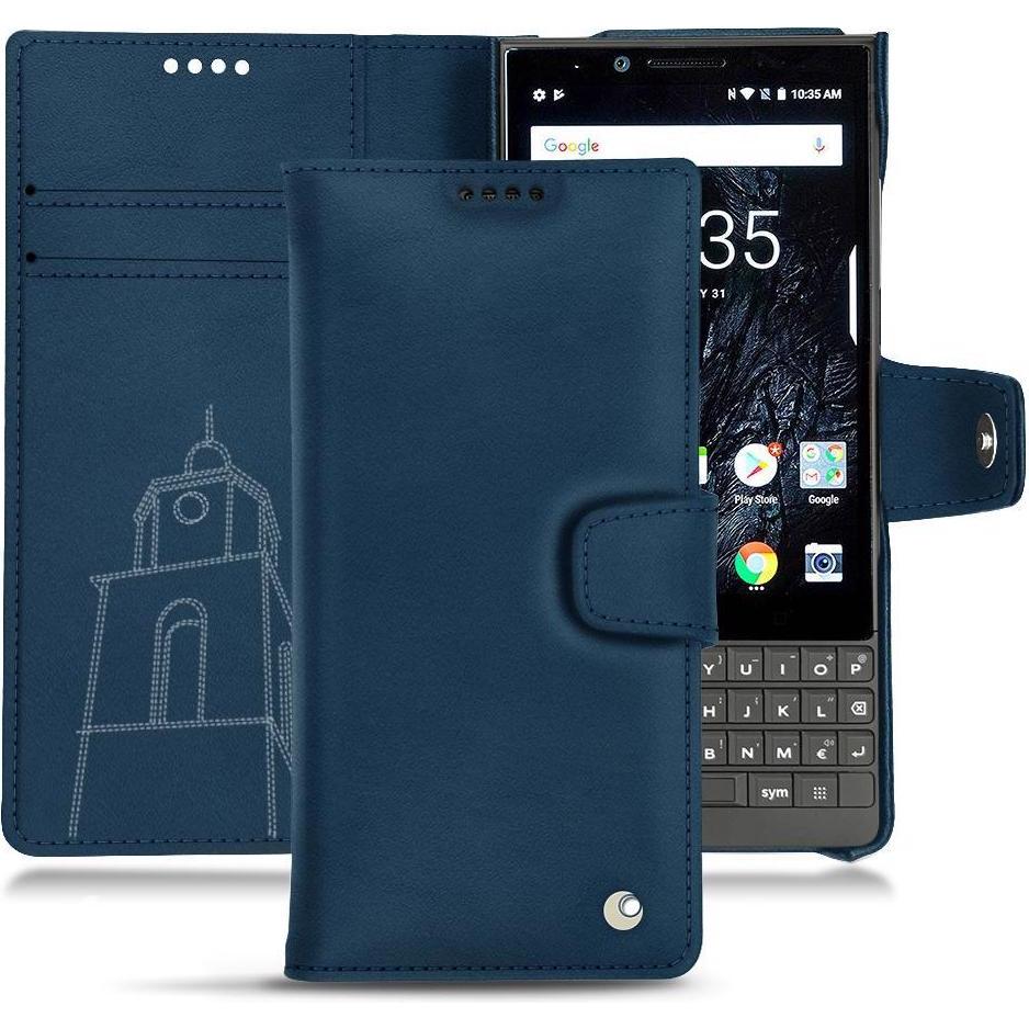 Noreve Lederschutzhülle Wallet (Blackberry KEY2), Smartphone Hülle, Blau