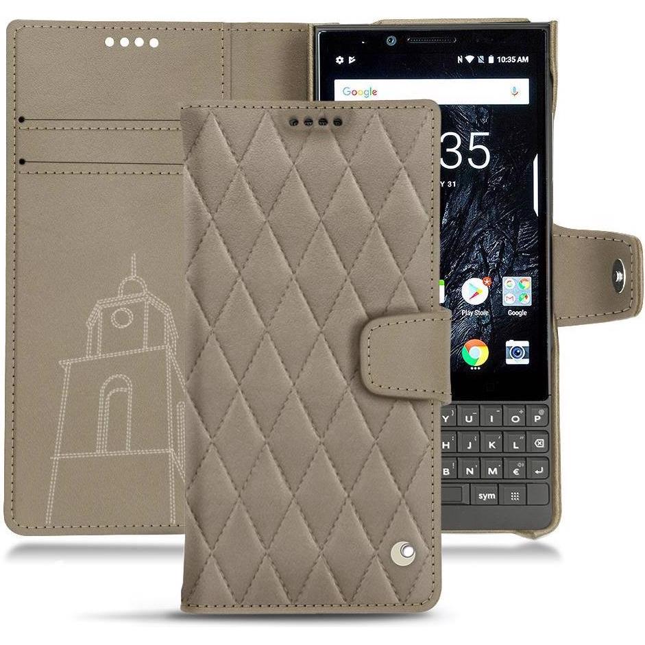 Thumbnail - Noreve Lederschutzhülle Wallet (Blackberry KEY2), Smartphone Hülle, Beige