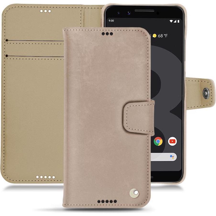 Noreve Lederschutzhülle Wallet (Google Pixel 3 XL), Smartphone Hülle, Beige