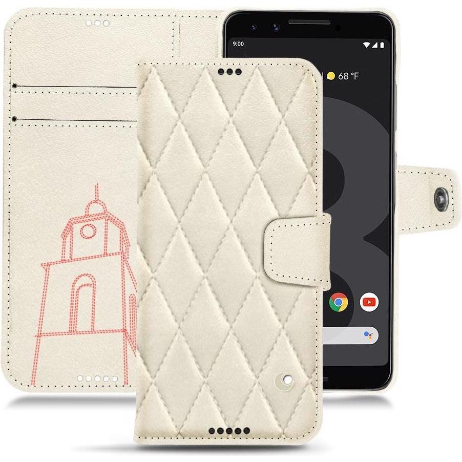 Noreve Lederschutzhülle Wallet (Google Pixel 3 XL), Smartphone Hülle, Weiss