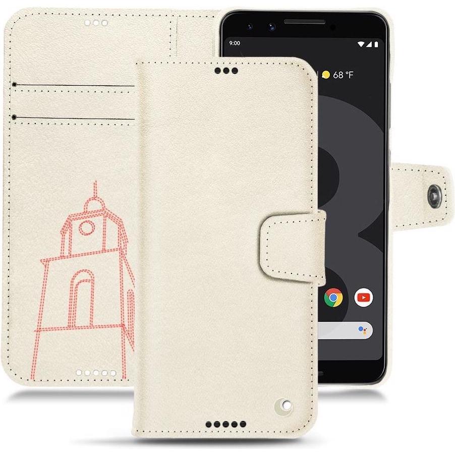 Noreve Lederschutzhülle Wallet (Google Pixel 3 XL), Smartphone Hülle, Weiss