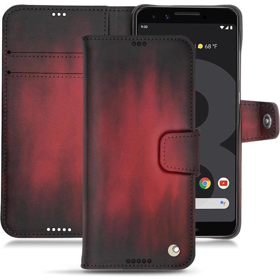 Noreve Lederschutzhülle Wallet (Google Pixel 3 XL), Smartphone Hülle, Rot