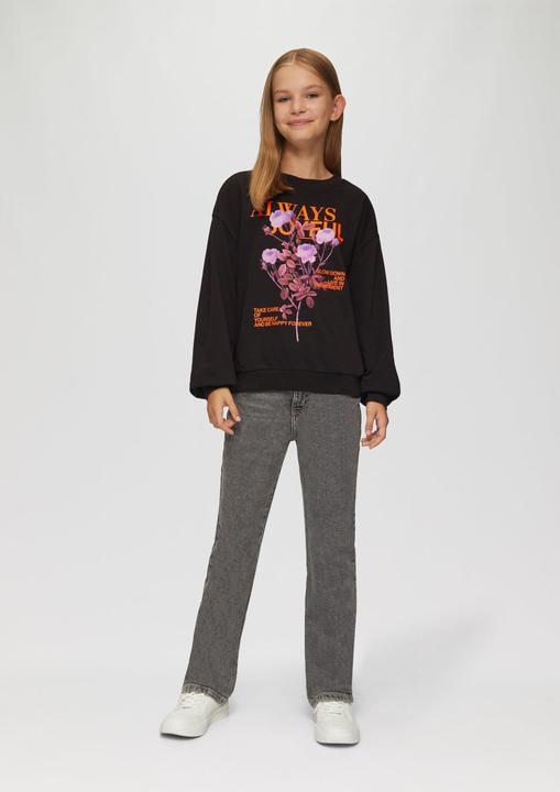 Produktbild S.Oliver Sweatshirt Gewaschenes Oversized-Sweatshirt mit Neon-Print (158, 164)