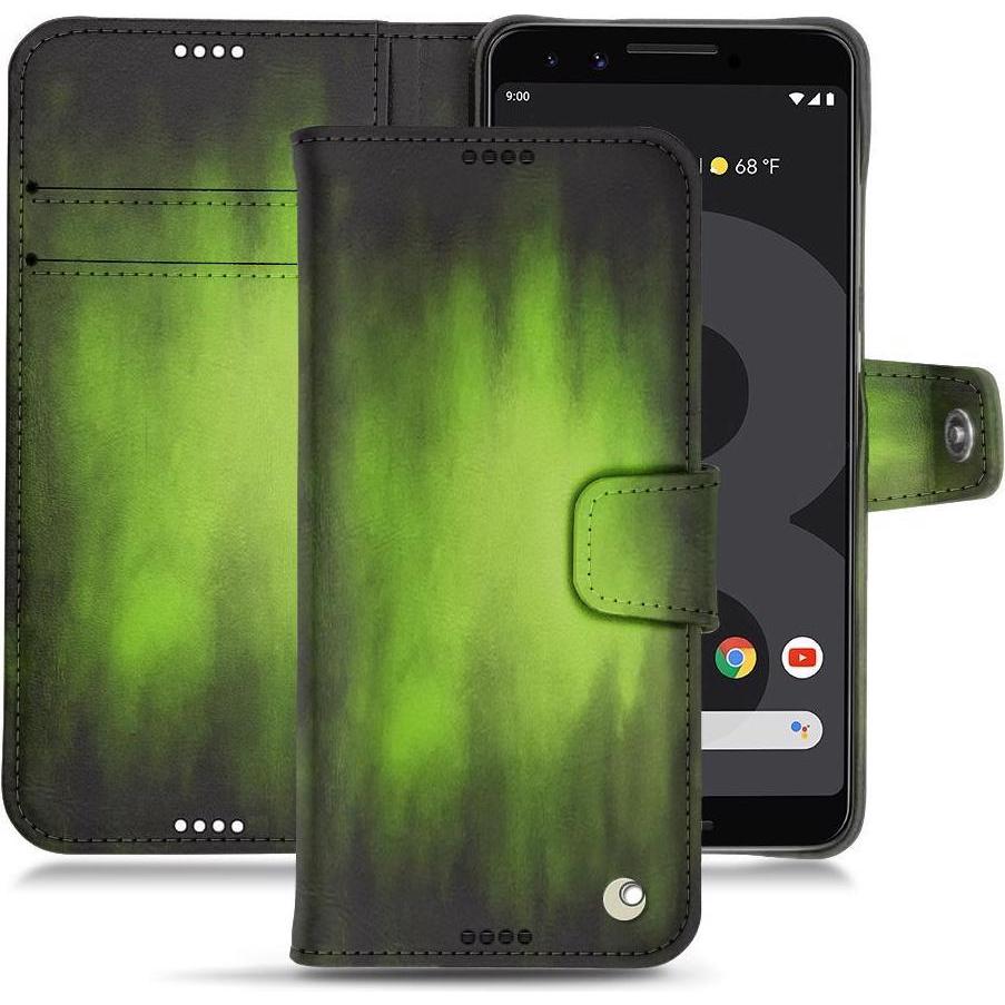 Noreve Lederschutzhülle Wallet (Google Pixel 3), Smartphone Hülle, Grün