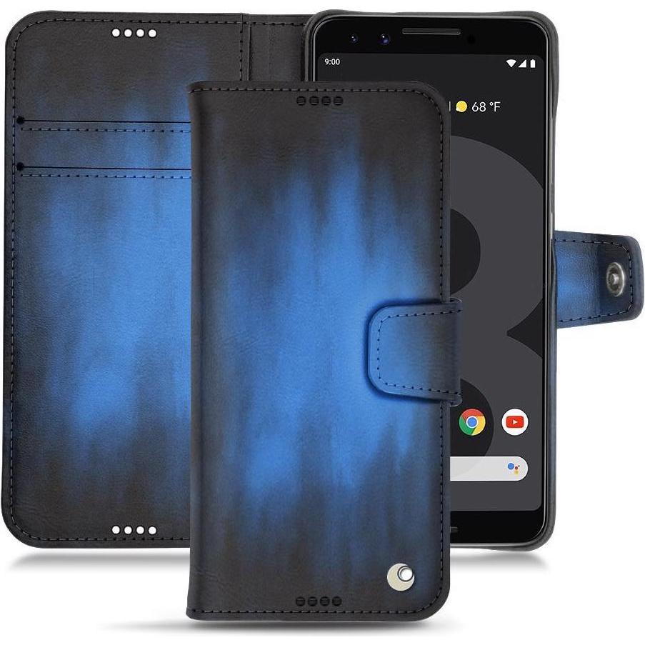Noreve Lederschutzhülle Wallet (Google Pixel 3), Smartphone Hülle, Blau